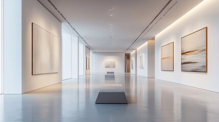 Modern Art Gallery Corridor, Empty, Daylight