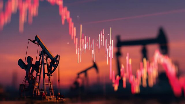 Oil price ups and down with oil plant type of background
