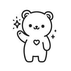 Fototapeta premium cute cartoon bear waving isolated