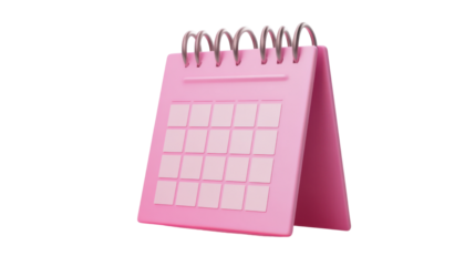 pink calendar 3d render icon on white background