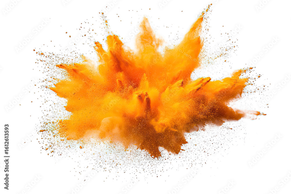 Wall mural a vibrant orange powder explosion against a transparent background creating a dynamic and abstract s