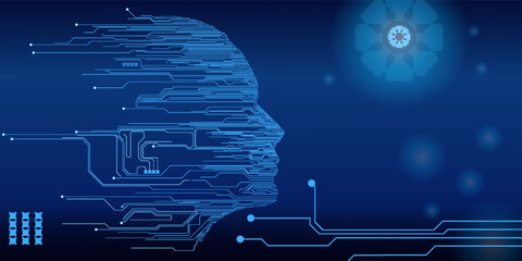 2d illustration digital Artificial mind concept