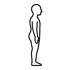 Naklejka premium A simple line drawing shows a human figure in profile, the stark simplicity emphasizes form and anatomy.