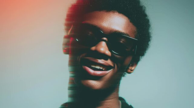 Confident individual in stylish sunglasses showcases modern portrait against soft background, reflecting privacy and charisma in 5G era