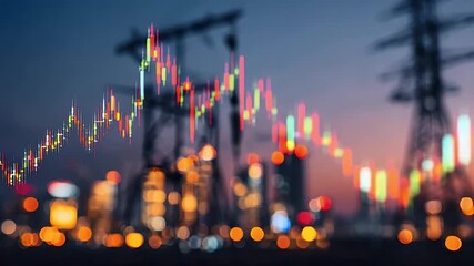 
A digital stock market graph with an electric power grid in the background, - Powered by Adobe