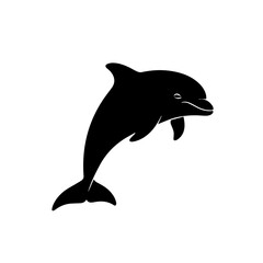 Fototapeta premium Silhouette of a leaping dolphin, simple and elegant design.