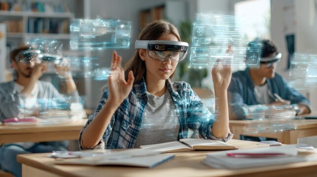 Student Engages With Interactive Augmented Reality Applications During a Classroom Lesson