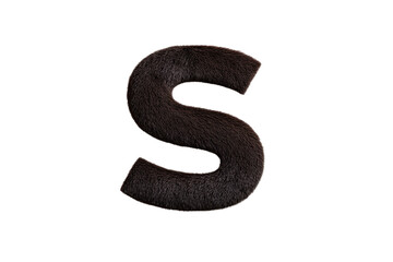 Naklejka premium Dark Brown Plush Letter S on Transparent Background for Typography and Design
