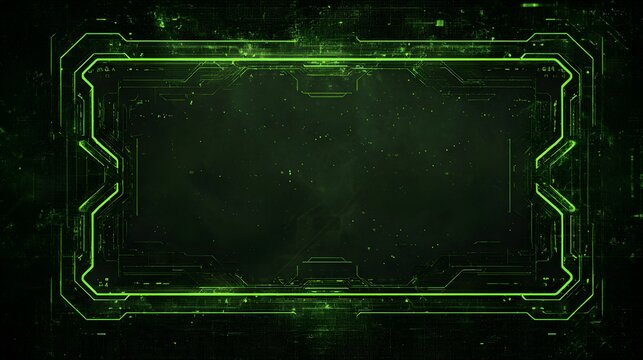 Futuristic neon green digital interface design with glowing circuitry and data streams
