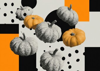 Halloween Pumpkin Graphic Design in Bold Bauhaus Style with Autumn Thanksgiving Vibes for Premium Seasonal Marketing and Modern Millennial Campaigns