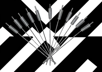 Navratri Dandiya Sticks Black and White Bauhaus Poster with Bold Graphic Contrast for Modern Diwali and Autumn Festival Marketing to Young Professionals