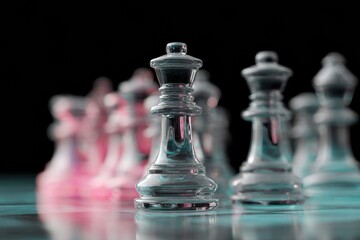 International Chess Day Elegant Glass Chess Pieces with Lunar New Year and Chinese New Year Festive Vibes for Premium Young Professional Marketing Content