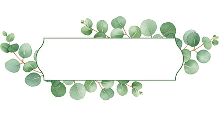 Watercolor Eucalyptus Banner – Hand-painted Green Leaves on White Background, Botanical Clipart Decoration