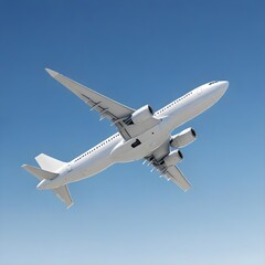 Fototapeta premium Underneath View of Four-Engine Jet in Flight