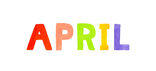 APRIL（エイプリル・4月）のカラフルな手書き文字