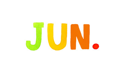 JUNE（ジューン・6月）のカラフルな手書き文字