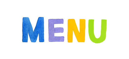 MENU（メニュー）のカラフルな手書き文字