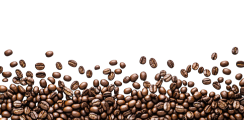 Coffee Beans Scattered In A Wavy Line Across A Transparent Background Leaving Space For Text Or Design