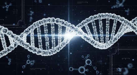 Artificial Intelligence DNA Molecule with Binary Code – Genetic Technology Concept