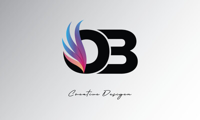 OB Feather Gradient Logo – Elegant Wing Monogram for Modern Branding & Visual Identity Design