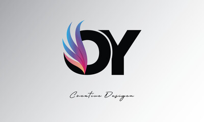 OY Feather Gradient Logo – Elegant Wing Monogram for Modern Branding & Visual Identity Design