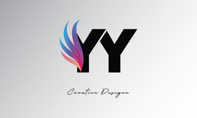 YY Feather Gradient Logo &ndash; Elegant Wing Monogram for Modern Branding & Visual Identity Design