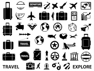 Solid Black Travel and Hotel Icons