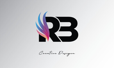 RB Feather Gradient Logo – Elegant Wing Monogram for Modern Branding & Visual Identity Design