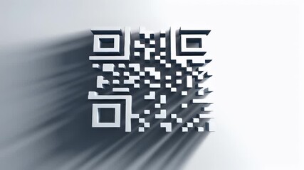 QR code symbol casting a long shadow, representing digital connection and modern technology. - Powered by Adobe