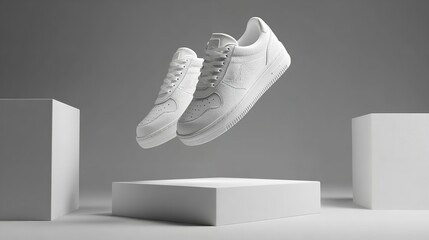 Stylish White Leather Sneakers Minimalist Fashion Footwear Design new grey pair jump shoes style    