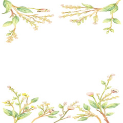 Fototapeta premium Green Botanical Vertical Frame