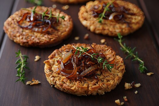 Savory tartlets with caramelized onions and thyme