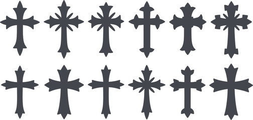 Collection of decorative crosses vector design elements for graphic design