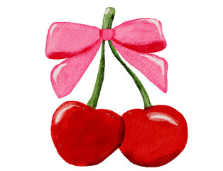 cute cherry with bow