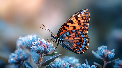 Obraz premium A butterfly sipping nectar with its delicate proboscis