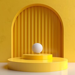 Elegant yellow round podium, Yellow circular podium for luxury product showcase, mockup, product mockup