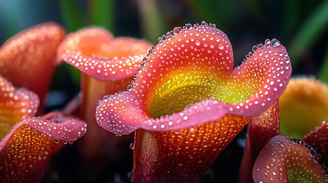 DewKissed Pitcher Plants A Macro View of Carnivorous Beauty, CloseUp of Drosera