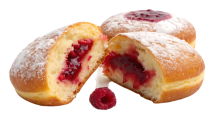 Delicious jelly filled doughnuts sprinkled with powdered sugar