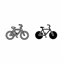 Fototapeta premium Two simple line drawings of bicycles; one standard, one with thick tires.