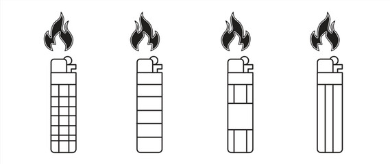 Lighter simple line icon, linear style sign for mobile concept and web design, Lighter flame simple line vector icon, Symbol, logo illustration, Pixel perfect vector graphics, vector illustration.

