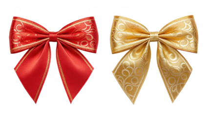  Red bow and Golden bow on transparent