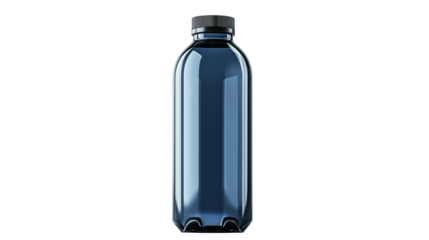 Stock photo of blue water bottle with black cap for beverage container