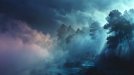 Fototapeta premium 3D magic fog texture overlay perfect for horror themes.