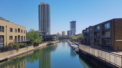 Canal view with modern buildings