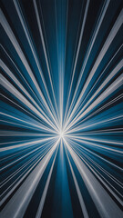 Fototapeta premium A starburst of luminous blue and white light rays emanating from a central point, suggesting speed or cosmic travel.