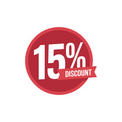 15% Discount Badge – Maroon Promotional Sale Label Vector for Marketing and Ecommerce

