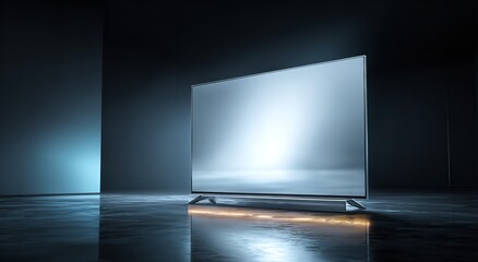Modern Sleek Television Screen Dark Room Studio Display Background led lcd home oled flat high tech 