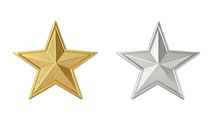 Obraz premium Golden Star and silver Star on transparent
