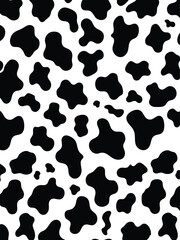 Abstract black cow print pattern on white background. Animal skin texture vector
