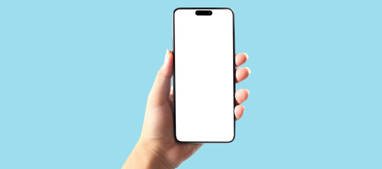Hand holding smartphone device and touching screen